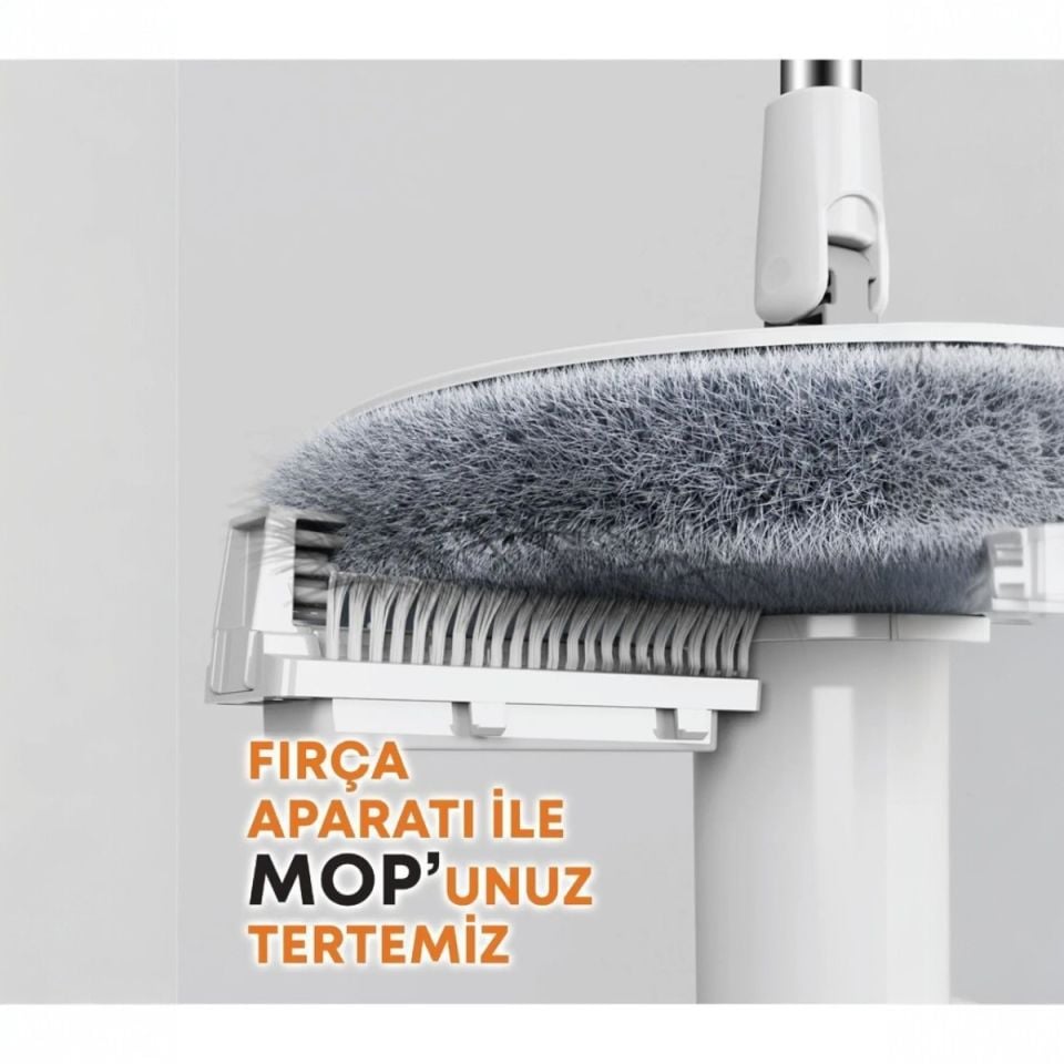 Temiz Kirli Suyu Ayırma Özellikli Mop Seti-Paspas Kenarlık Silebilmeli Yuvarlak Mop